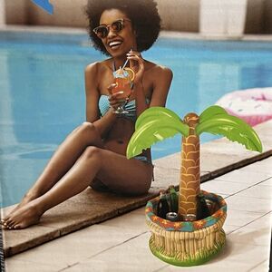 Aldi Palm Tree 25” Inflatable Floating Drink & Ice Holder Pool Party Lake Tubing
